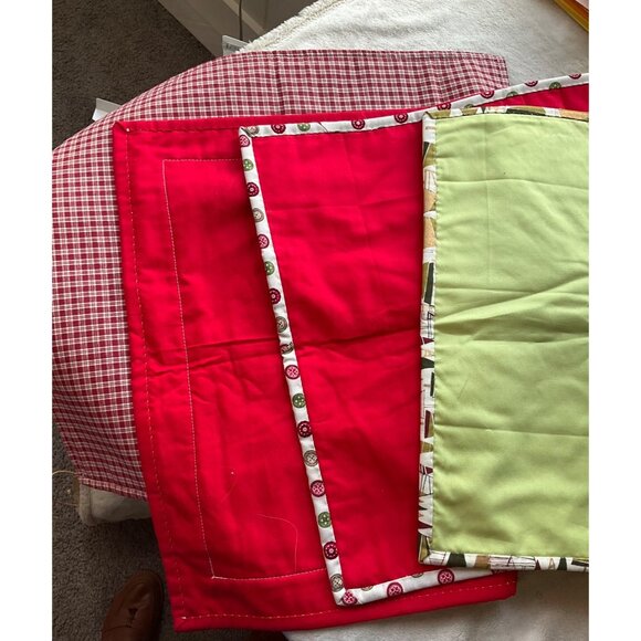 Handmade Christmas Quilted Patchwork Placemats Set Lot Of 4 Each Unique Design - Picture 7 of 10